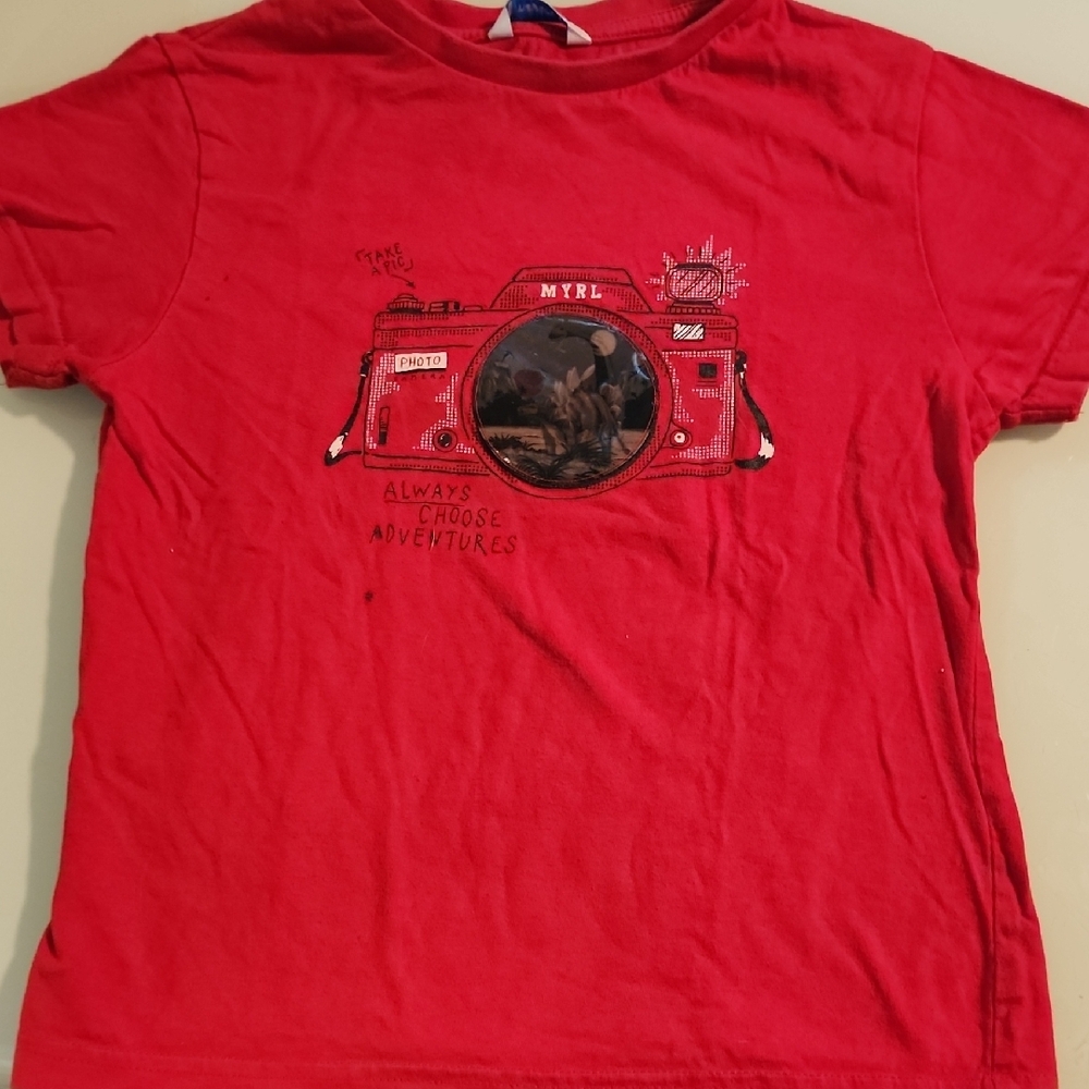 Kids Red Adventure Camera T-Shirt